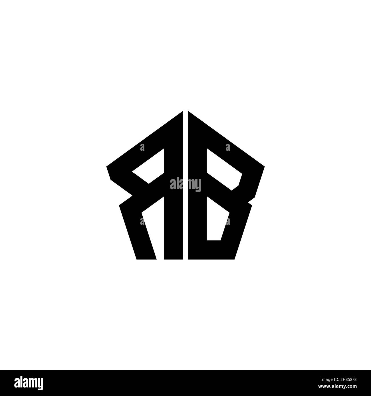 RB Monogram logo letter with polygonal geometric shape style design ...