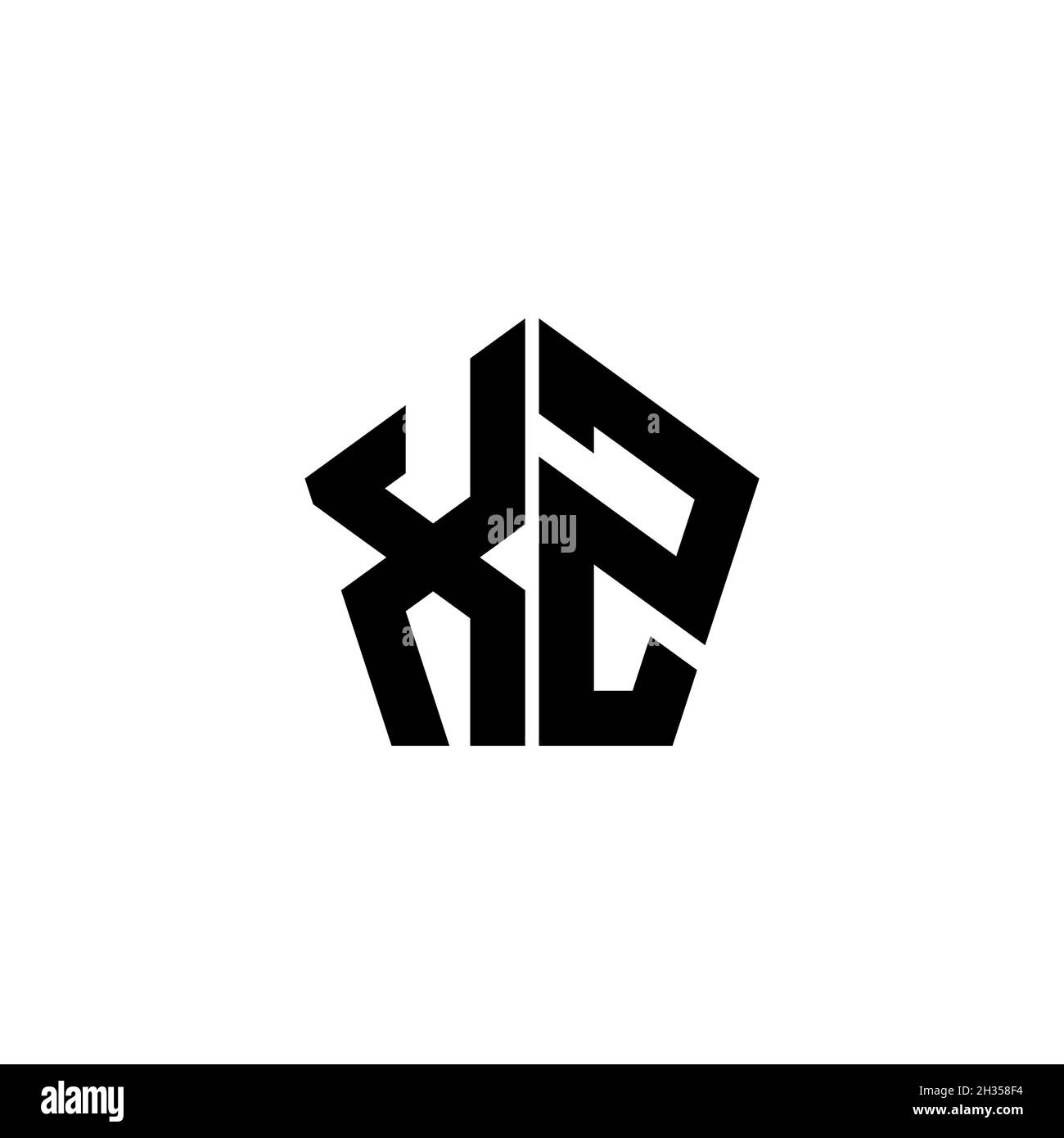XZ Monogram logo letter with polygonal geometric shape style design ...