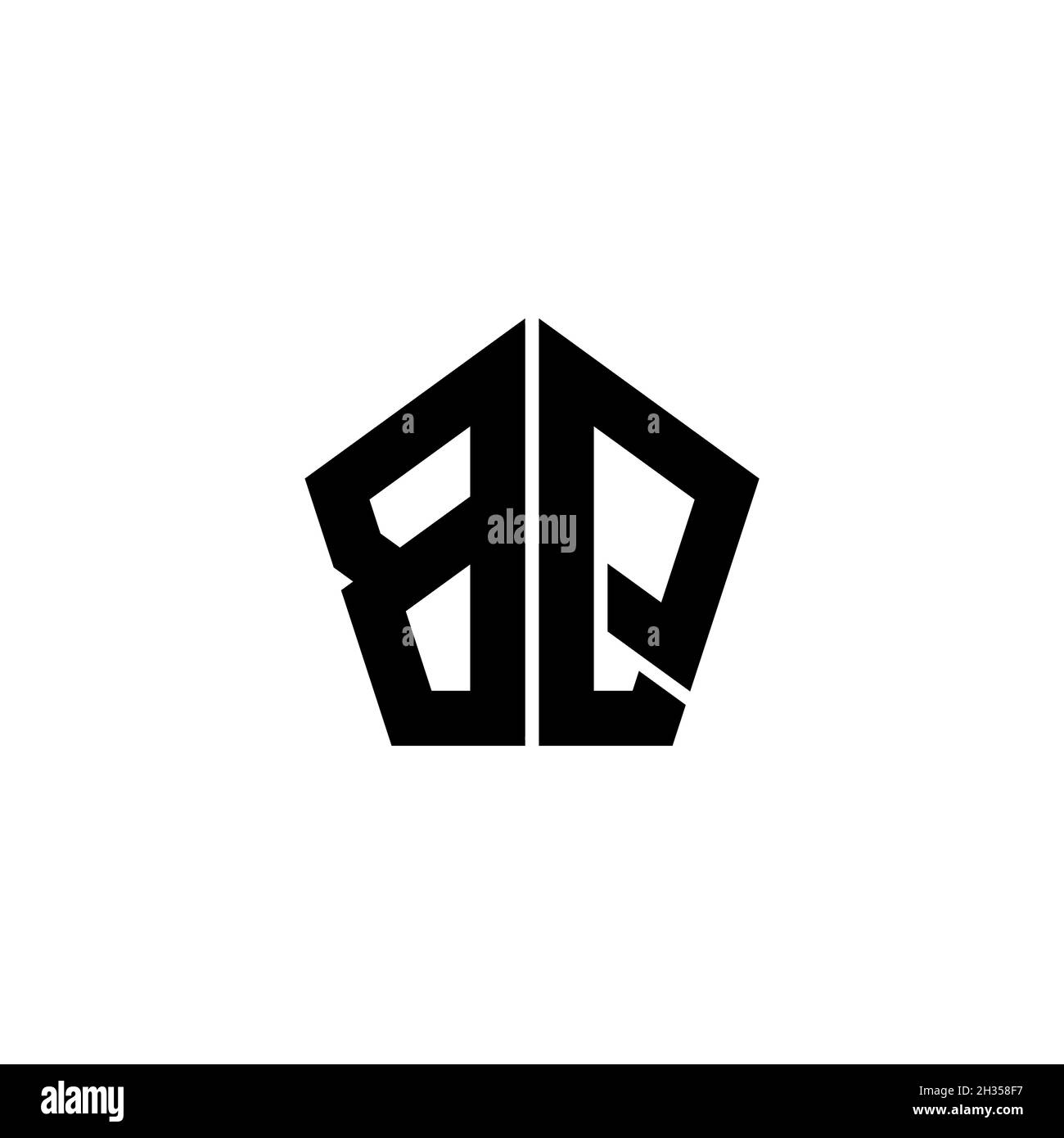BQ Monogram logo letter with polygonal geometric shape style design ...