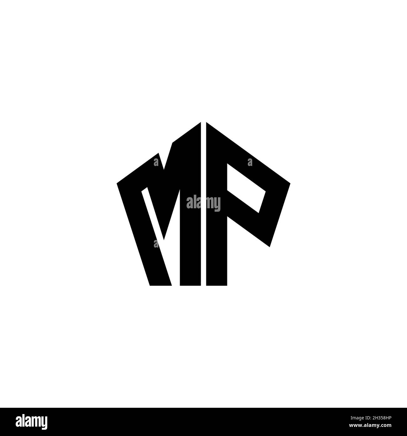 MP Monogram logo letter with polygonal geometric shape style design ...