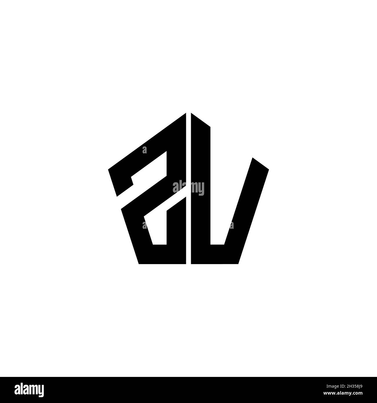 ZU Monogram logo letter with polygonal geometric shape style design ...