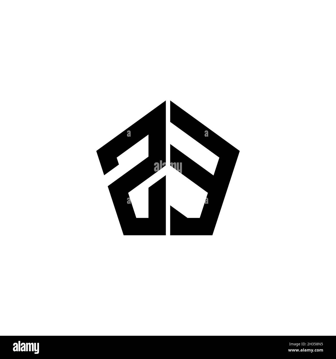 ZE Monogram logo letter with polygonal geometric shape style design ...