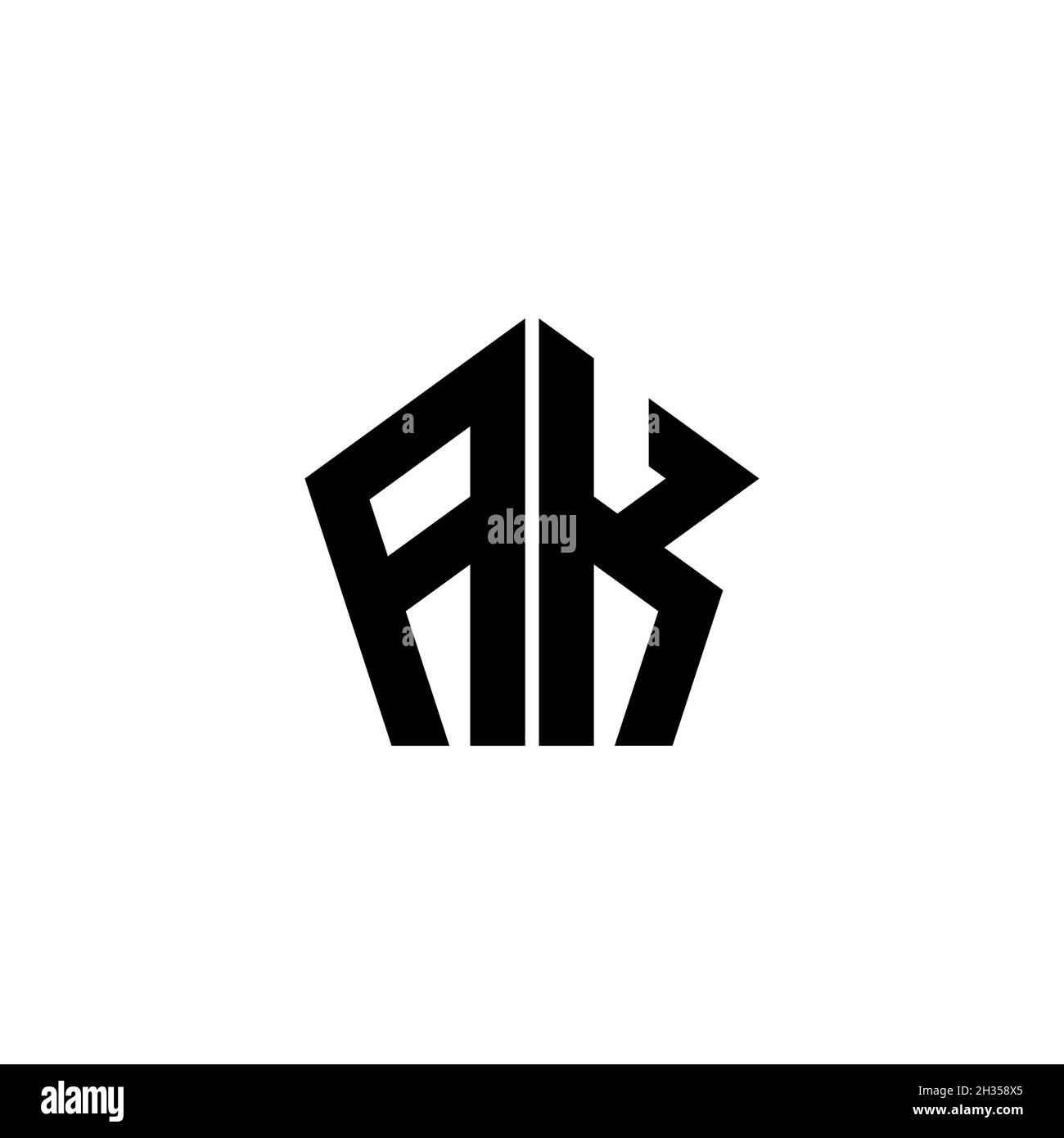AK Monogram logo letter with polygonal geometric shape style design ...