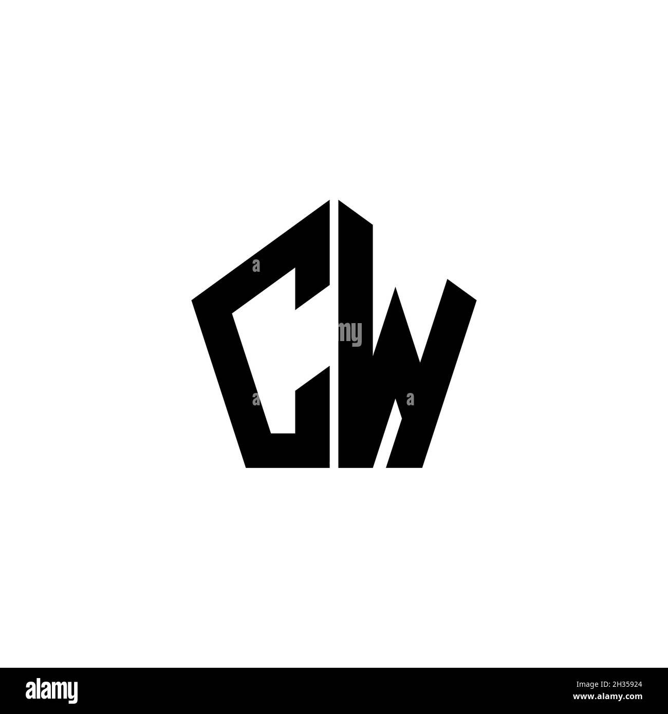 CW Monogram logo letter with polygonal geometric shape style design ...