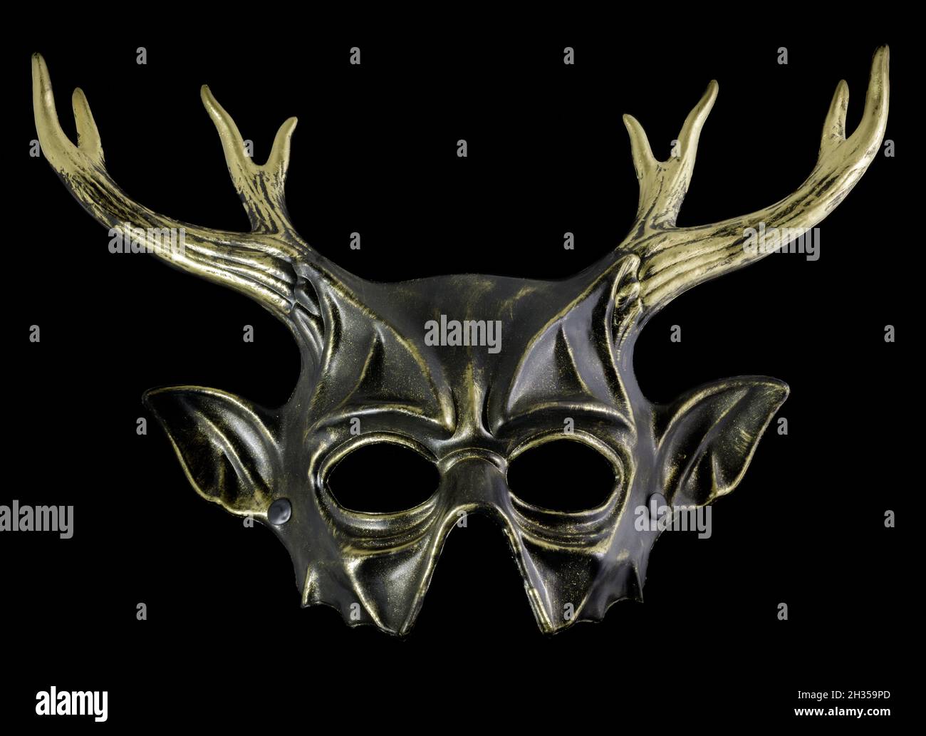 Horned Mask Isolated Against Black Background Stock Photo Alamy
