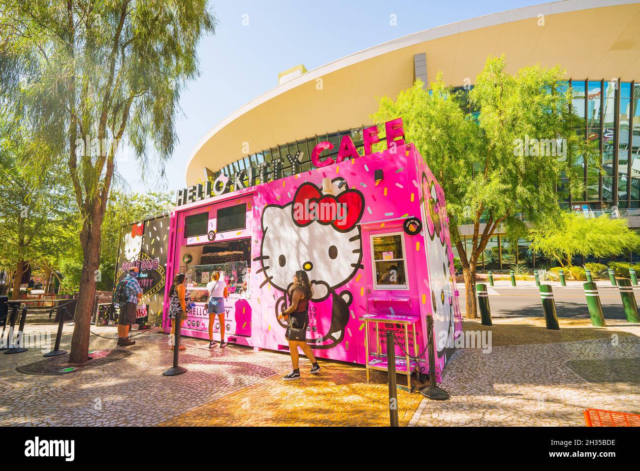Las Vegas, Nevada, USA - October 1, 2021   Hello Kitty Cafe located in New York-New York Hotel and Casino in the center of Las Vegas Strip. Stock Photo