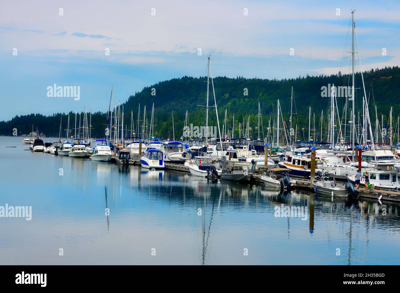 Boats moored at the marina in Ladysmith on Vancouver Island British Columbia Canada Stock Photo