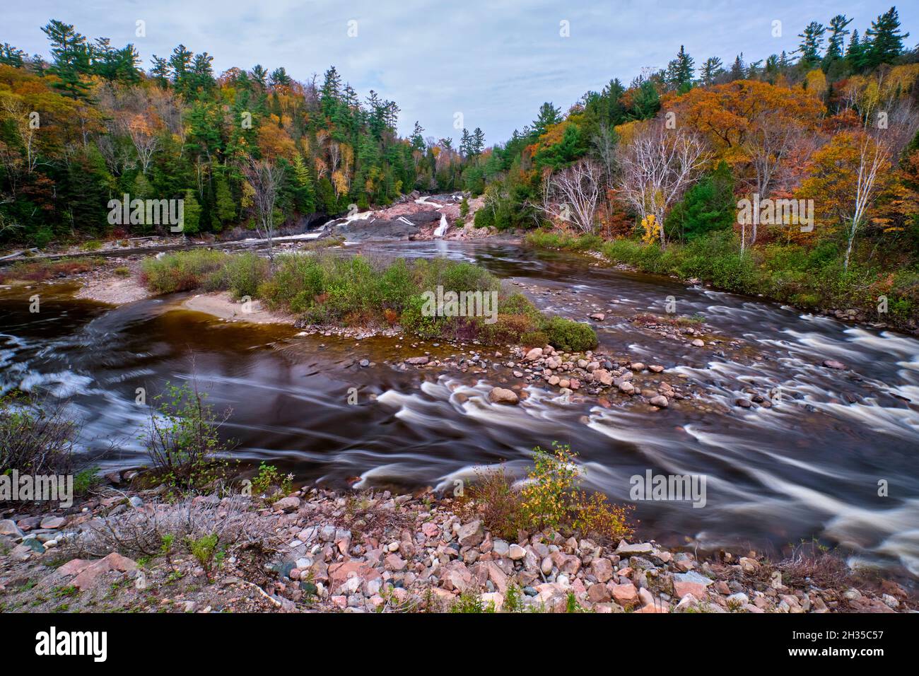 Chippewa Falls are located in the Algoma District of Northern Ontario Canada. Stock Photo