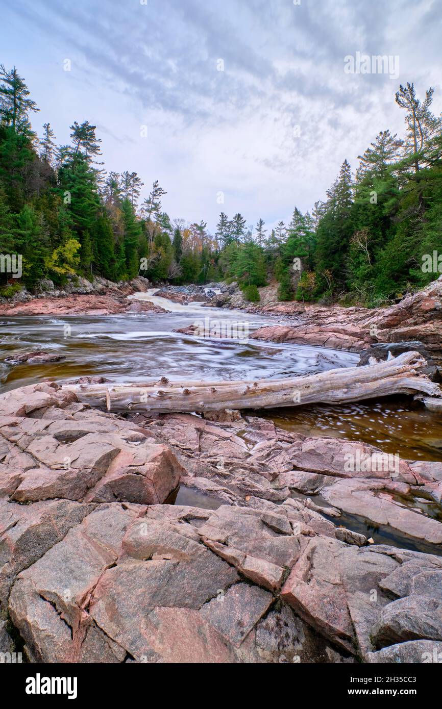 Chippewa Falls are located in the Algoma District of Northern Ontario Canada. Stock Photo