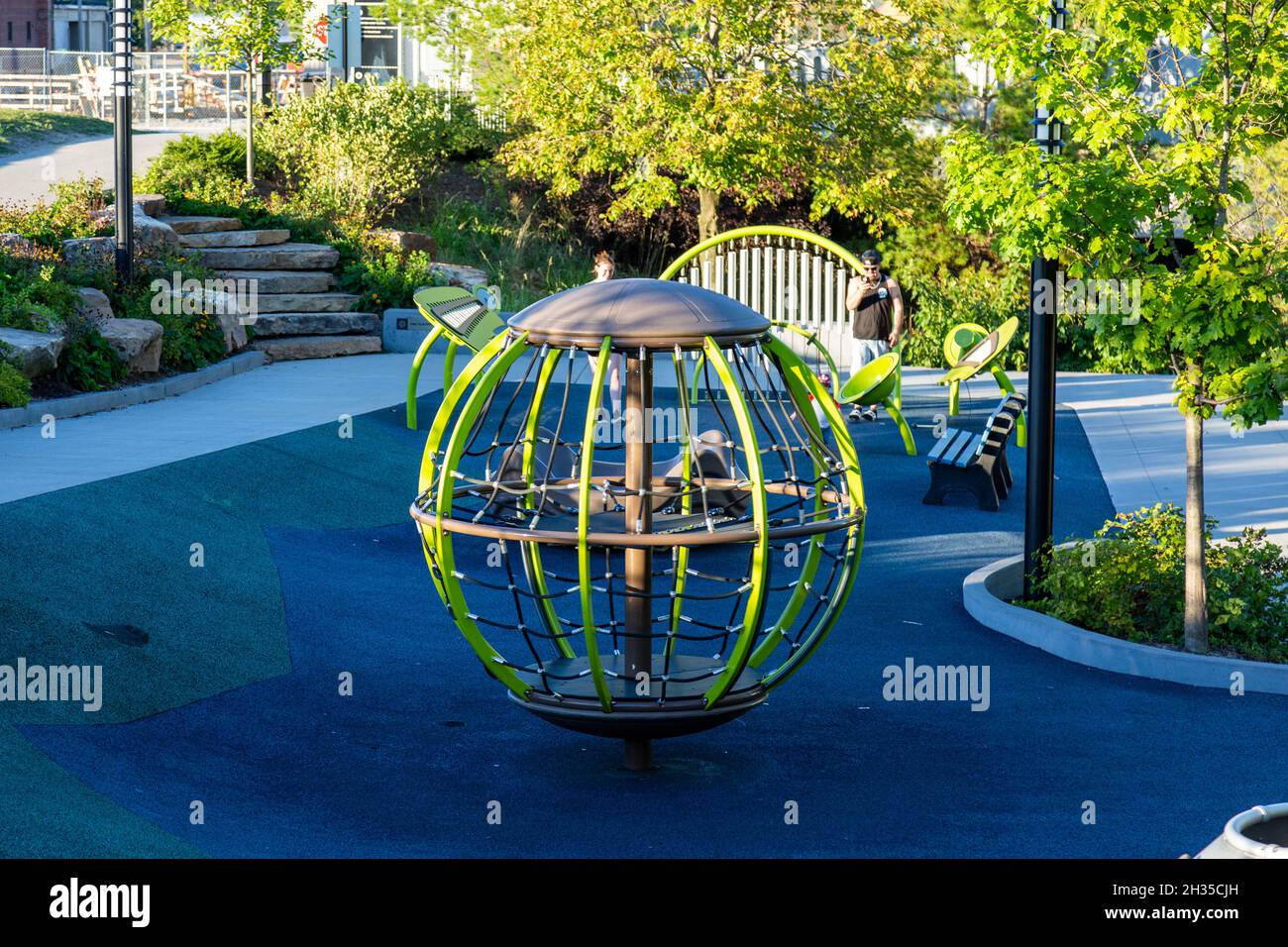 Playground equipment at Promenade Park in Fort Wayne, Indiana, USA