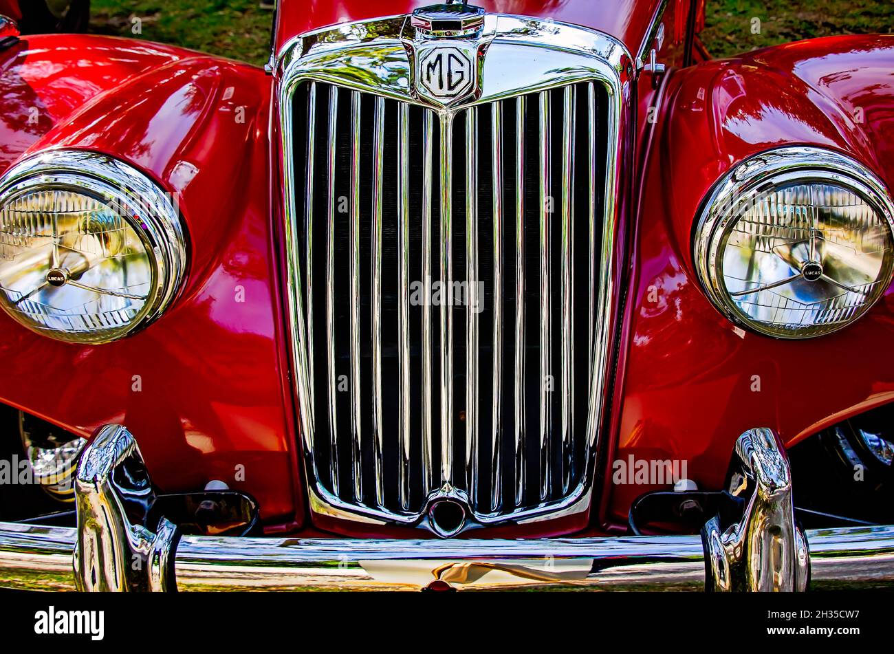 A 1955 MG TF 1500 Midget is displayed at the 31st annual British Car Festival, Oct. 24, 2021, in Fairhope, Alabama. Stock Photo