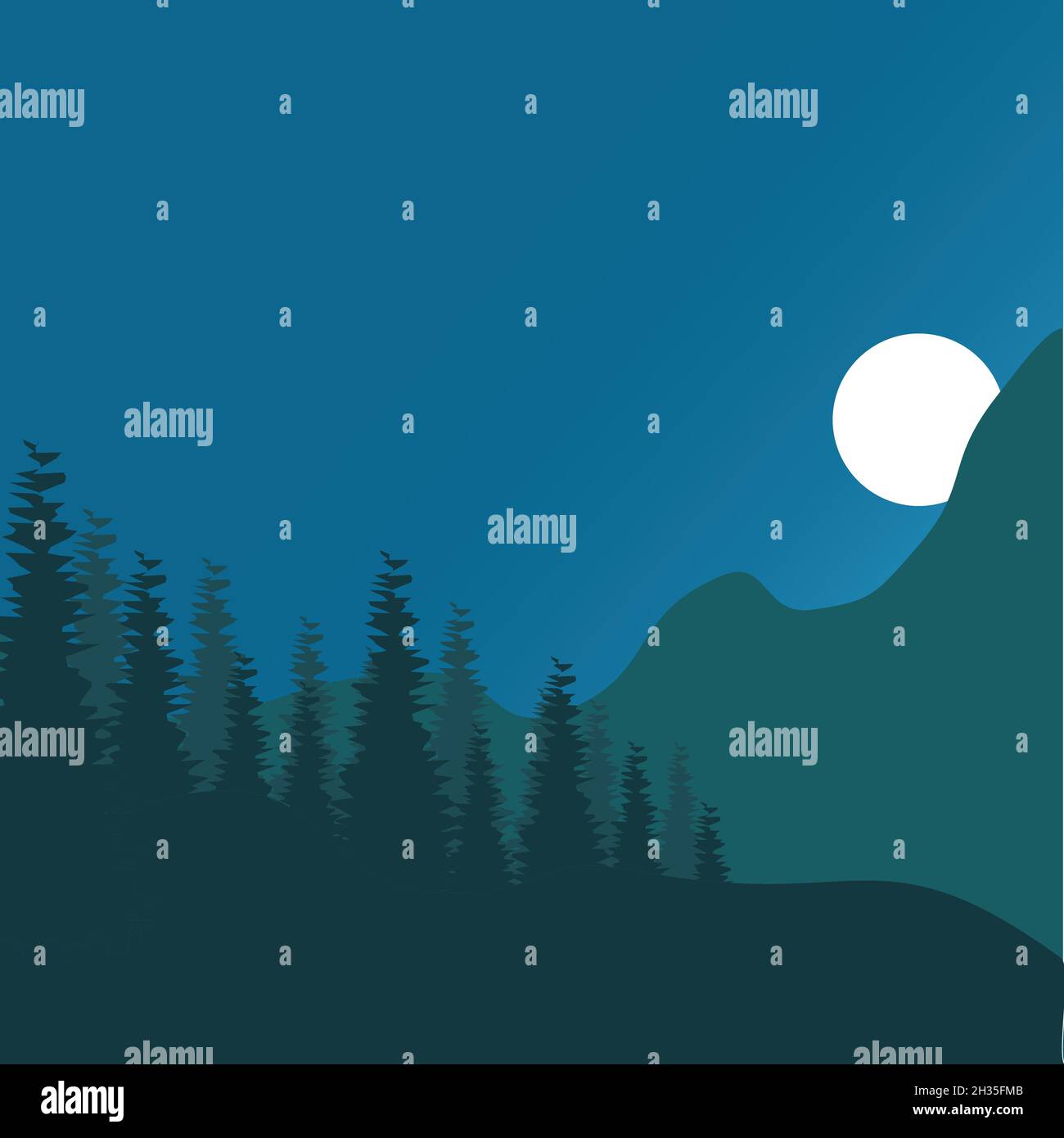 Forest lanscape ilustration vector template Stock Vector