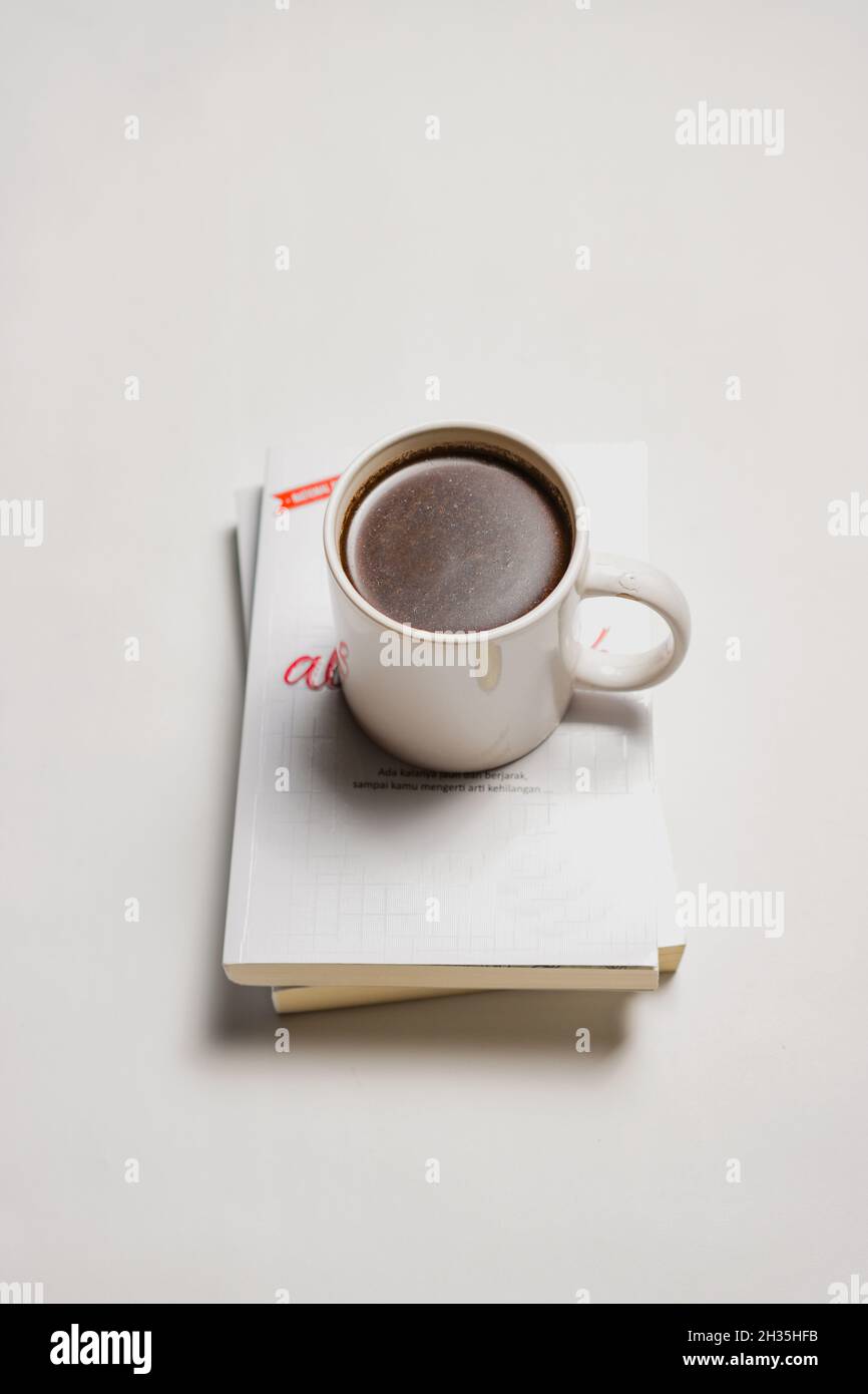 coffee on book Stock Photo