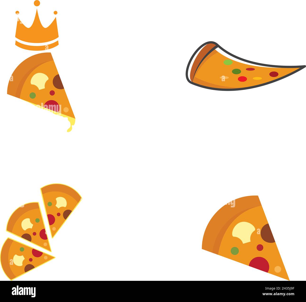 set of Pizza logo ilustration vector template Stock Vector