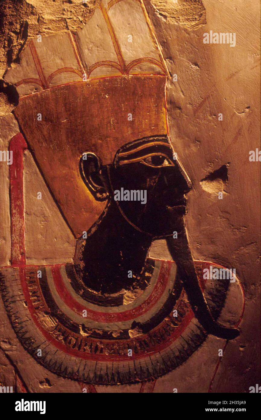 God Amun-Min from temple of Thutmosis III, Luxor Museum, Luxor, Egypt Stock Photo