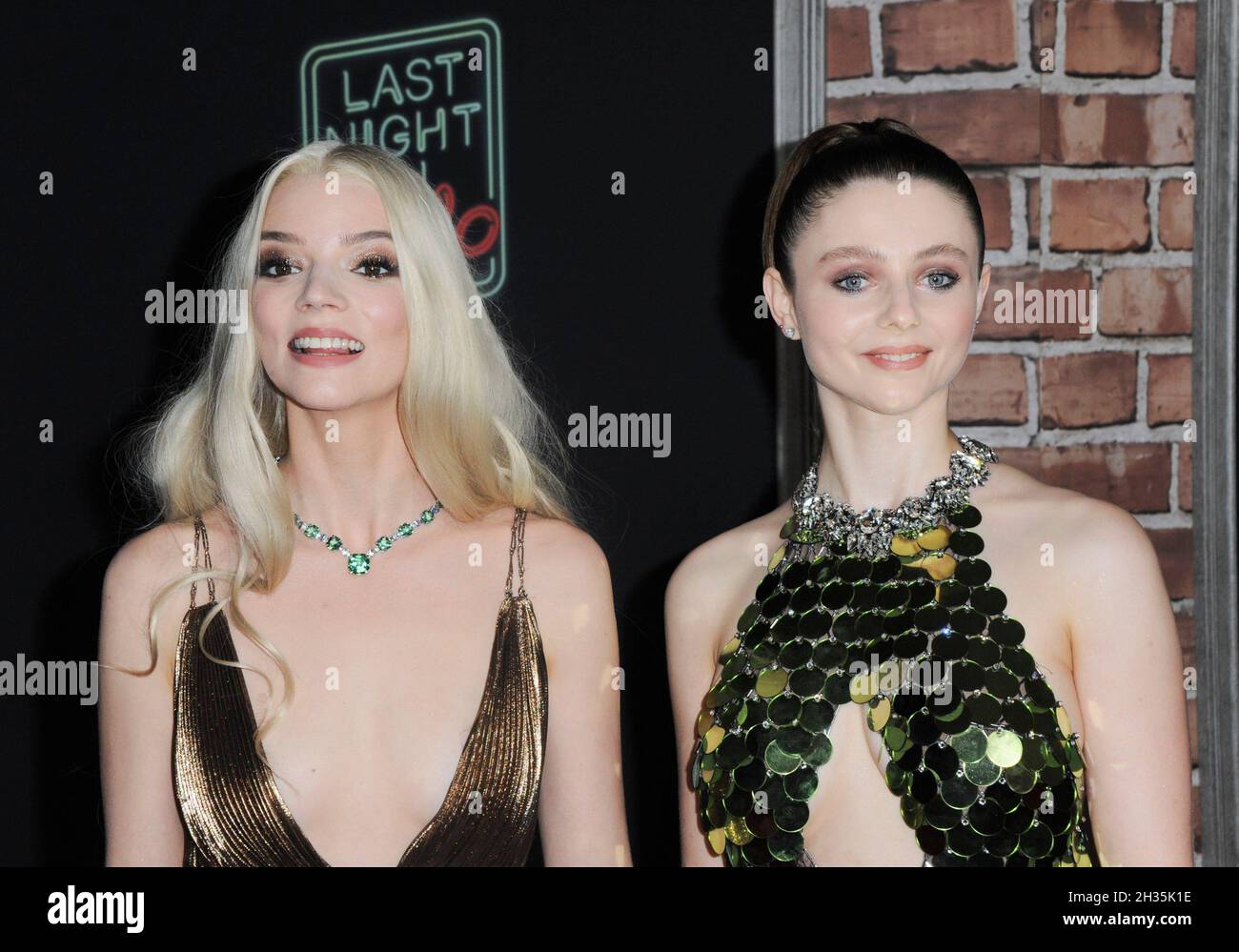 Los Angeles, CA. 25th Oct, 2021. Anya Taylor-Joy, Thomasin McKenzie at arrivals for LAST NIGHT IN SOHO Premiere, Academy Museum of Motion Pictures, Los Angeles, CA October 25, 2021. Credit: Elizabeth Goodenough/Everett Collection/Alamy Live News Stock Photo