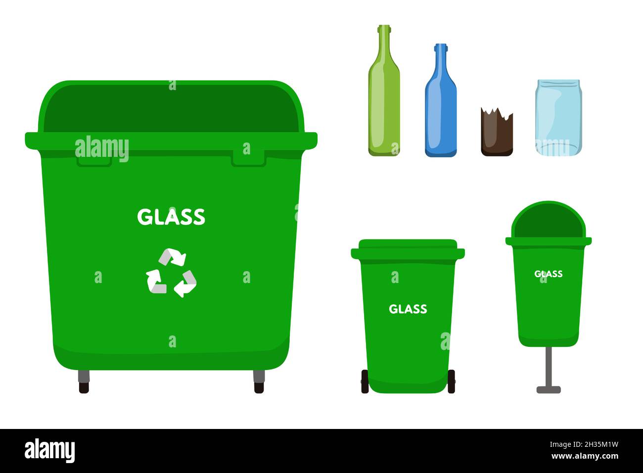 Green garbage bin for glass vector illustration Stock Vector Image