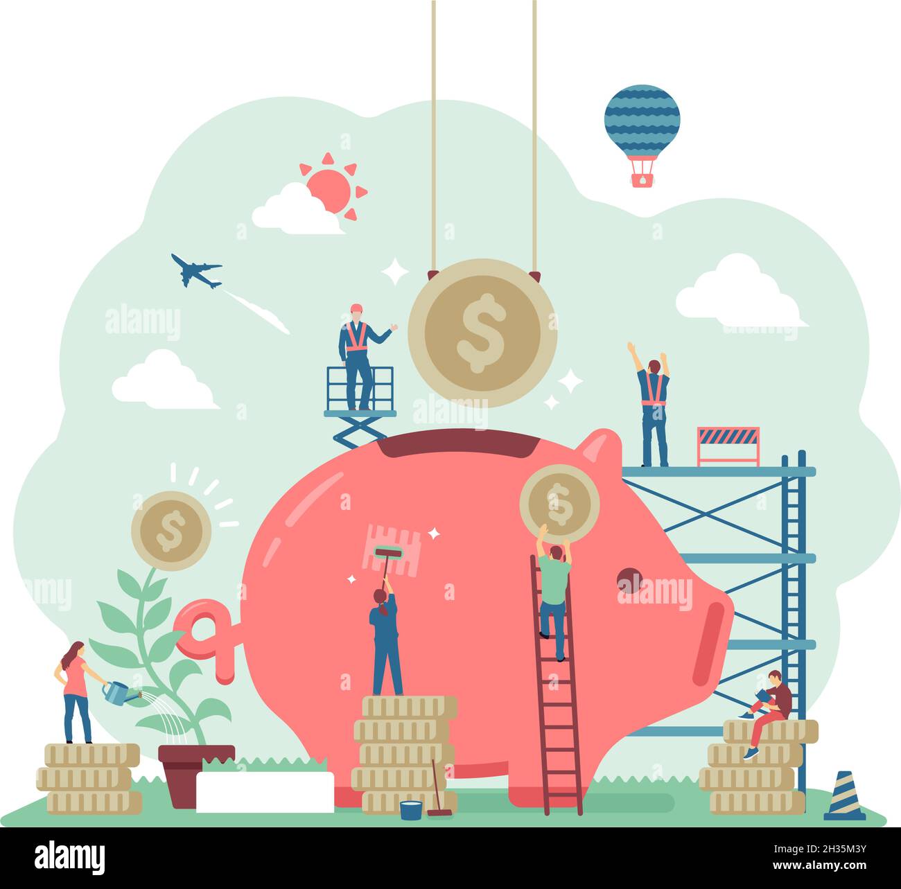Saving money concept vector illustration Stock Vector