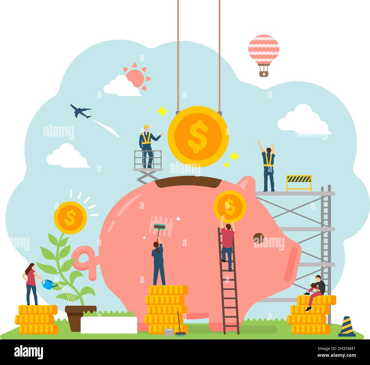 Saving money concept vector illustration Stock Vector