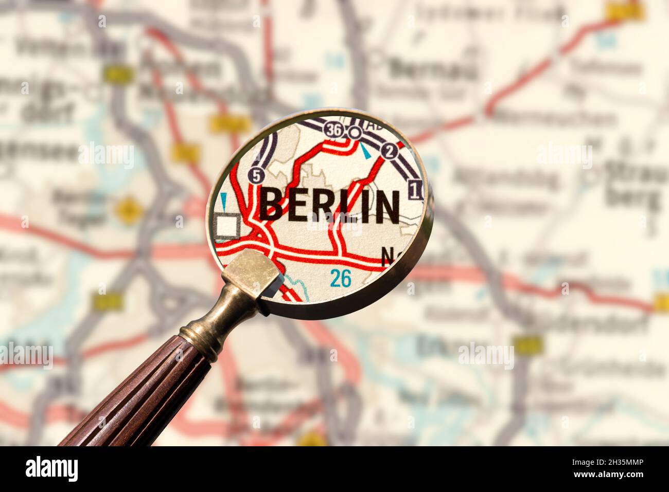 Close-up of a map of Berlin Stock Photo