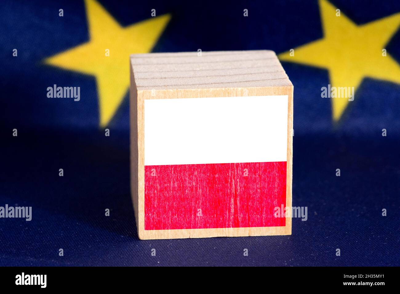 Flags of Poland and the European Union Stock Photo