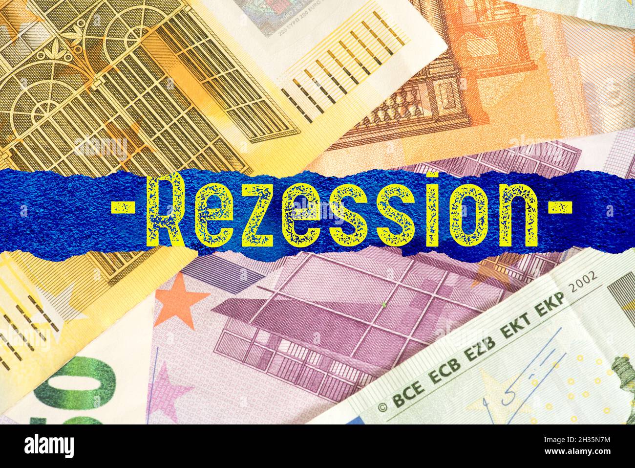 Euro banknotes and the recession in Europe Stock Photo