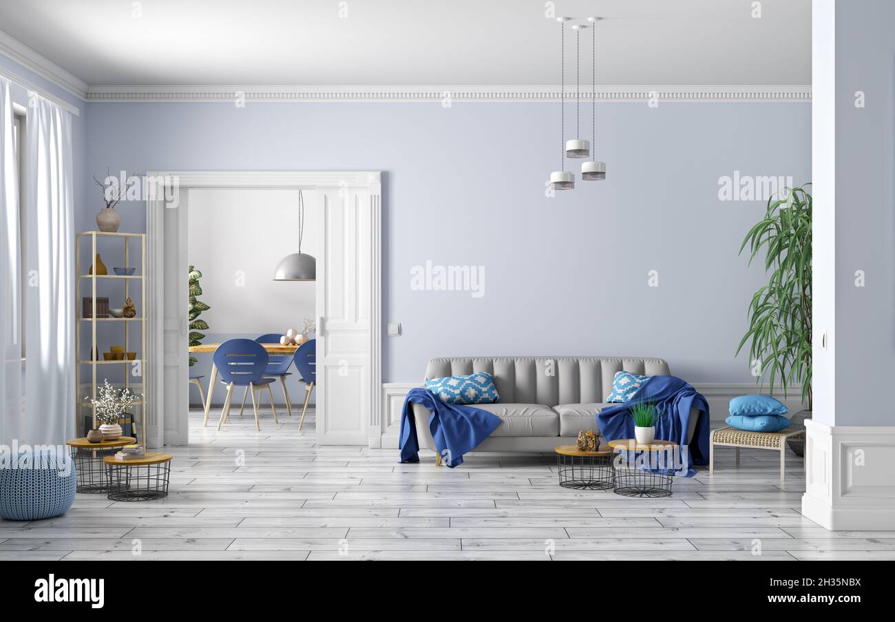 Photo inspiration: Modern Interior Design Of Scandinavian Apartment Living Room With Grey Photo Inspiration