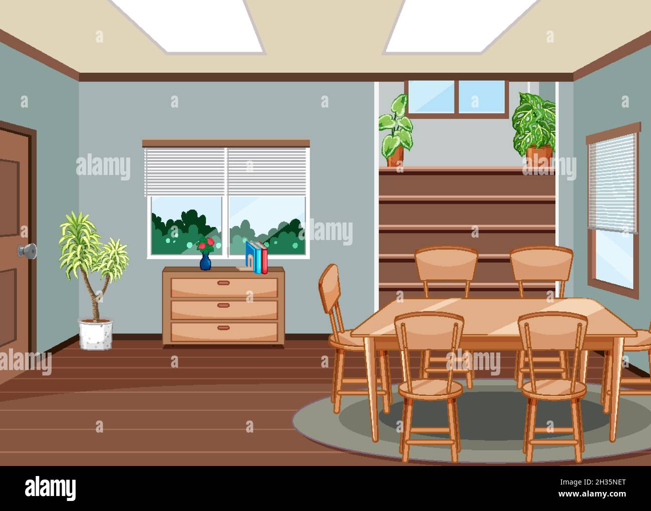 Living room interior design with furnitures illustration Stock Vector ...