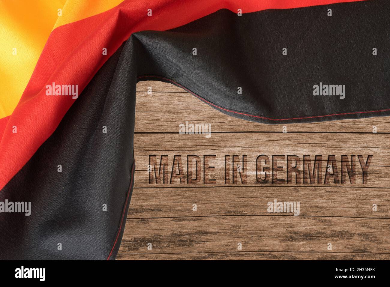 German flag and slogan Made in Germany Stock Photo