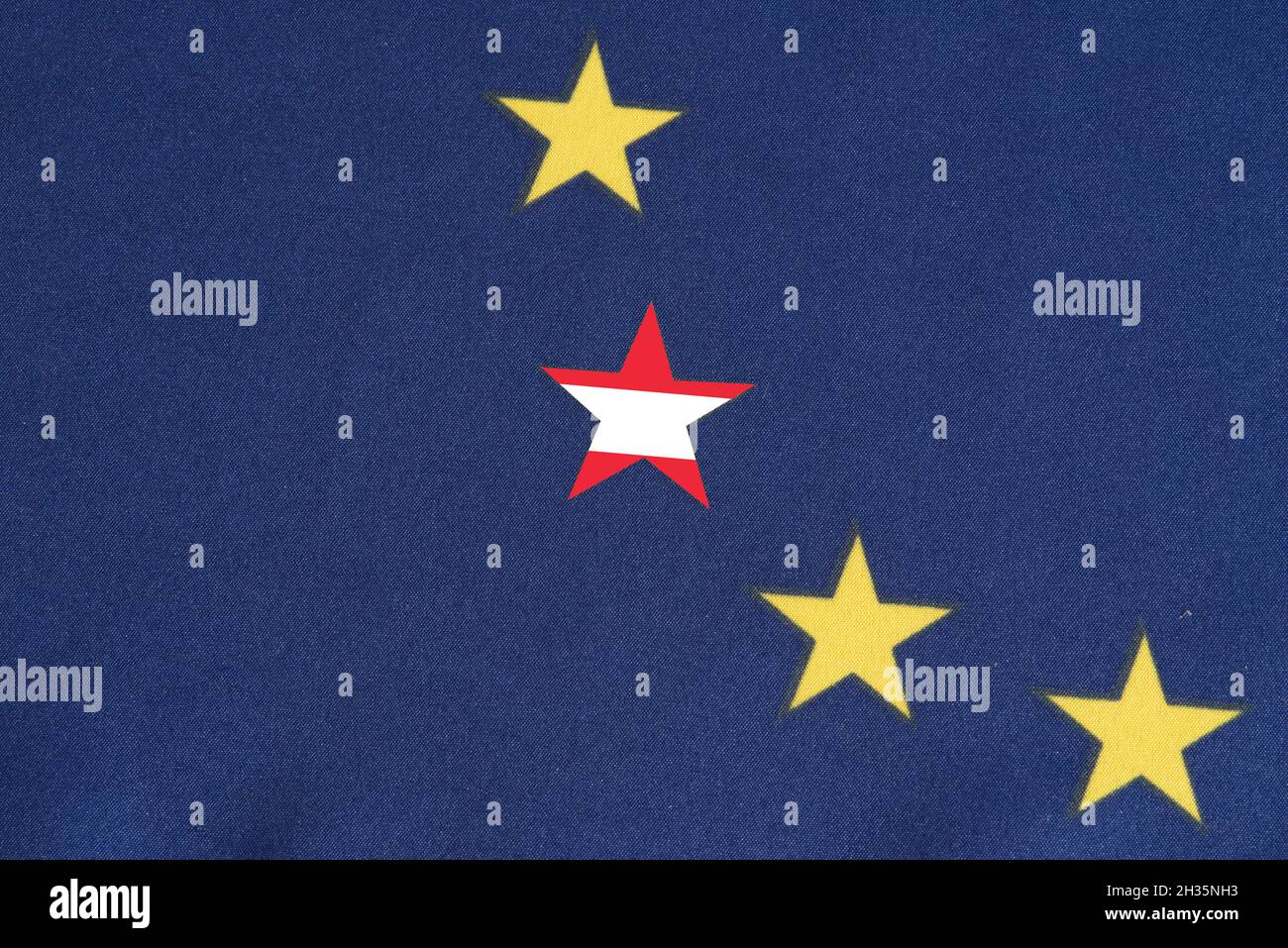 Flag of the European Union EU and Austria Stock Photo