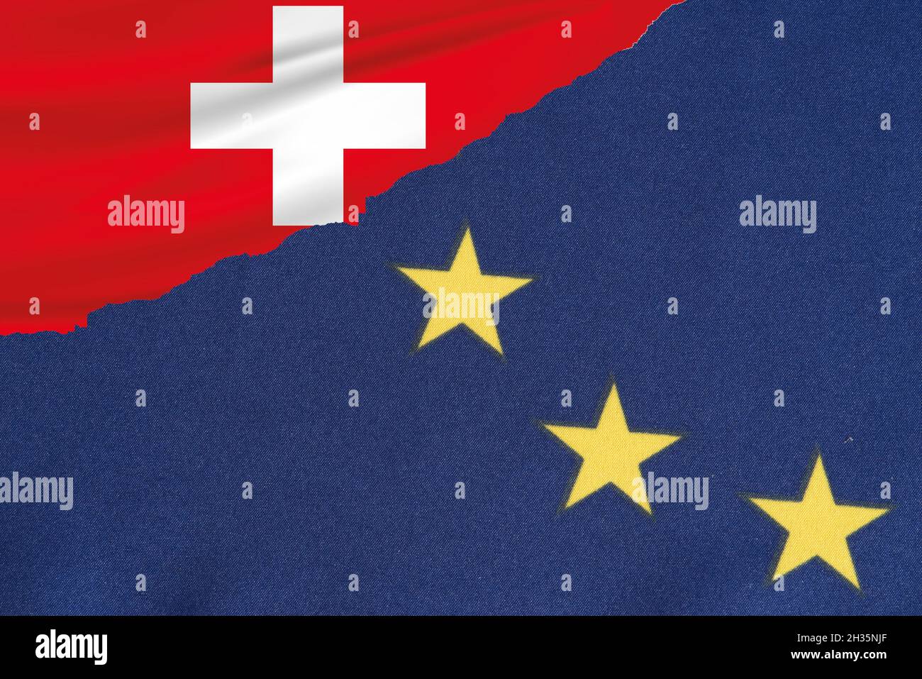 Flags of Switzerland and the European Union Stock Photo