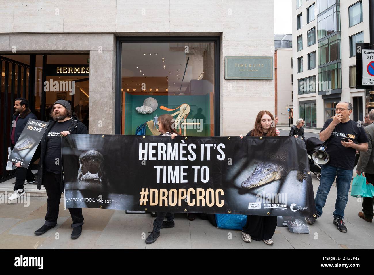 Protest against crocodile skins outside Hermes in Bond St - Buy, Sell or  Upload Video Content with Newsflare