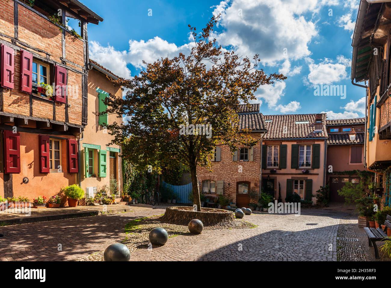 Beautiful little place Savene in Albi, in the Tarn, in Occitanie, France Stock Photo
