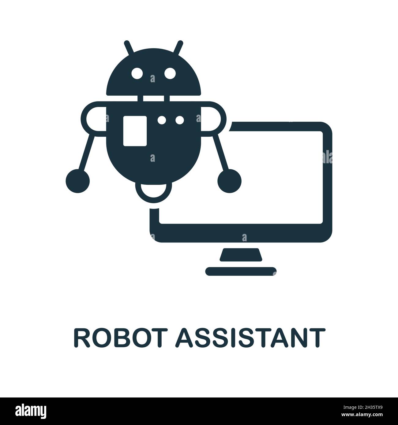 Robot Assistant icon. Monochrome sign from internet technology ...