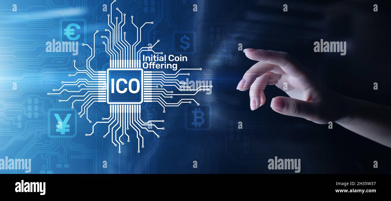 ICO - Initial coin offering, Fintech, Financial and cryptocurrency trading  concept on virtual screen. Business and technology Stock Photo - Alamy