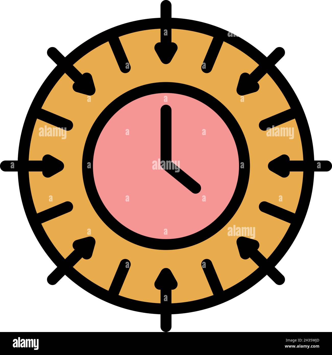 Clock with arrows icon. Outline clock with arrows vector icon color ...