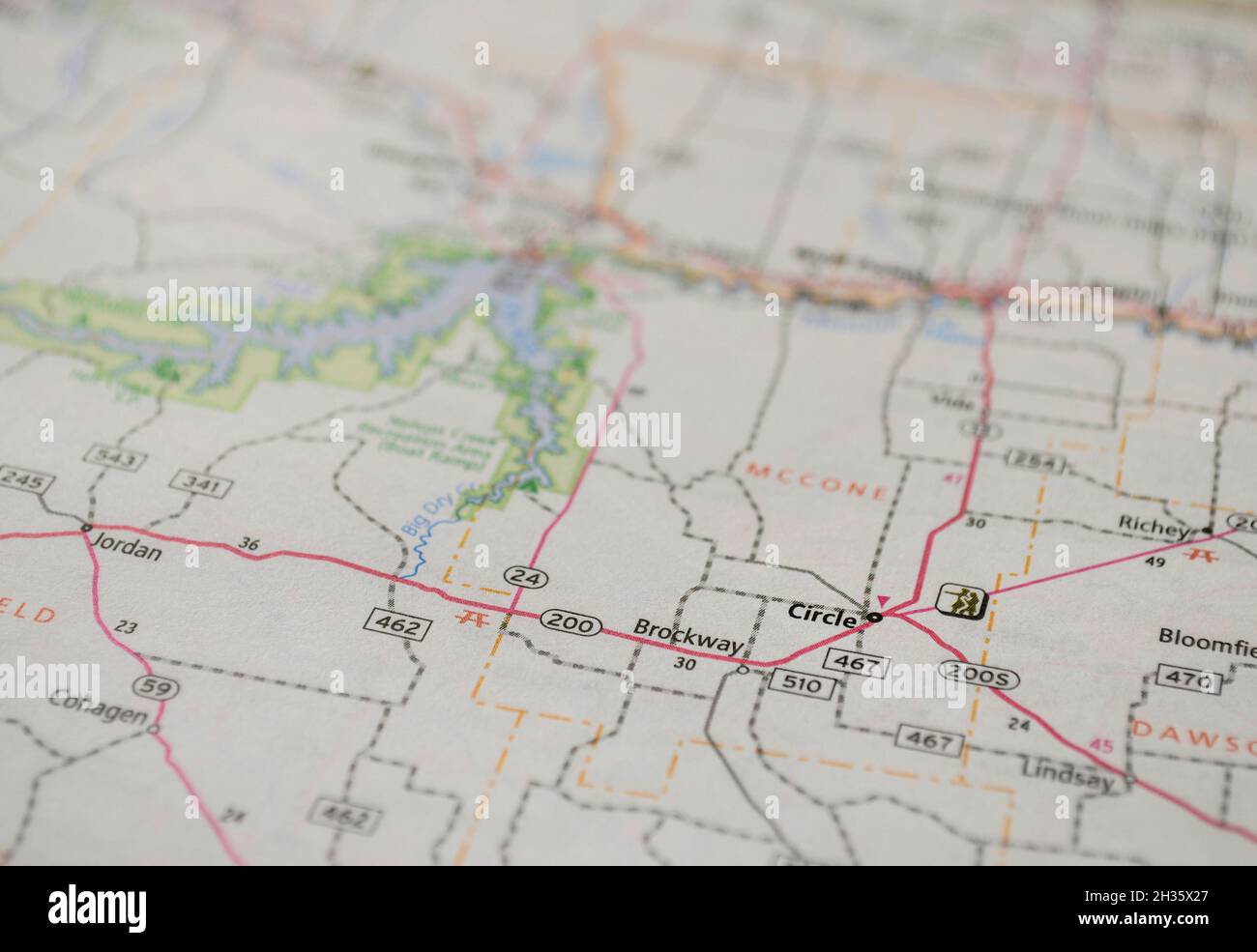 Map of the city of Circle, MT Stock Photo Alamy
