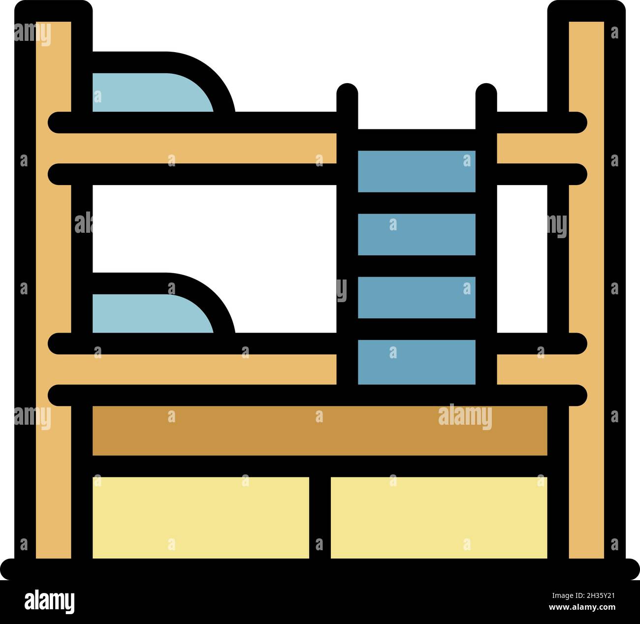 Home bunk bed icon. Outline home bunk bed vector icon color flat ...