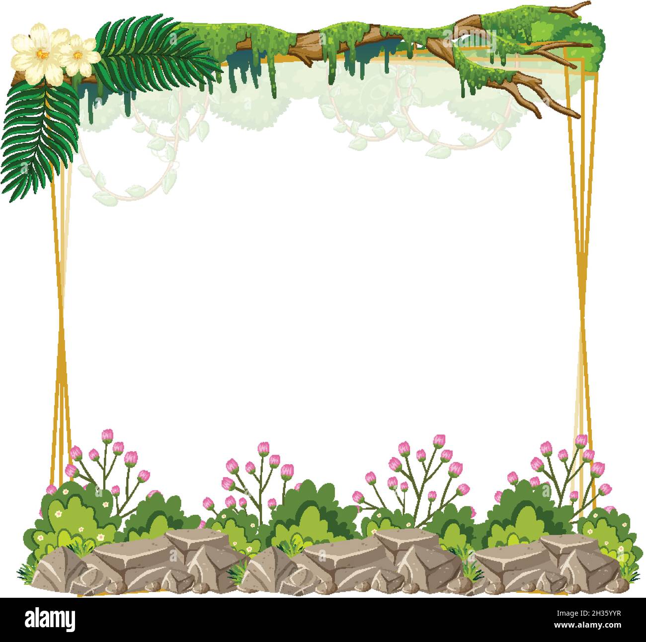 Square frame with tropical green leaves illustration Stock Vector Image ...