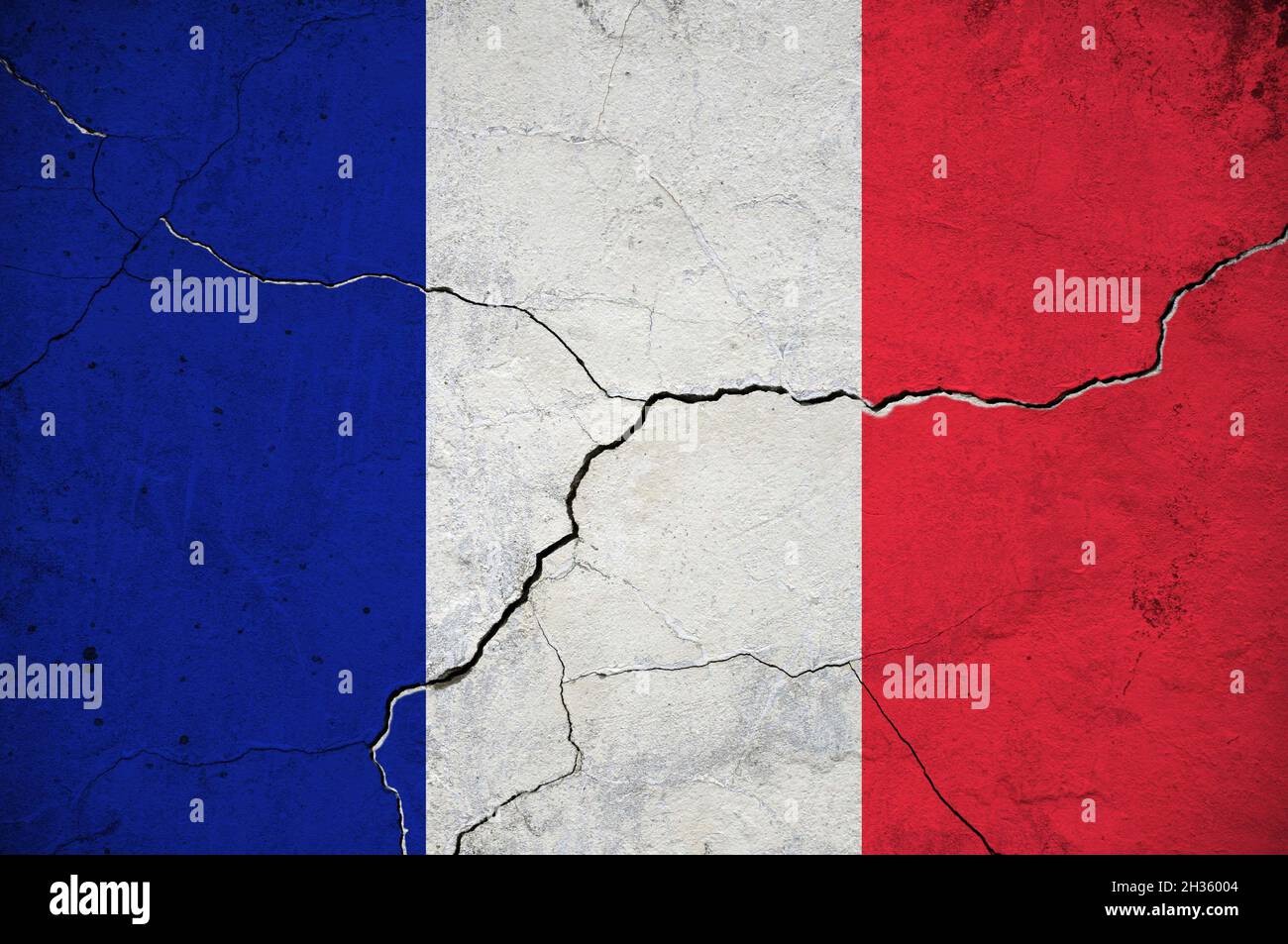 An image of the France flag on a wall with a crack. Background Stock ...