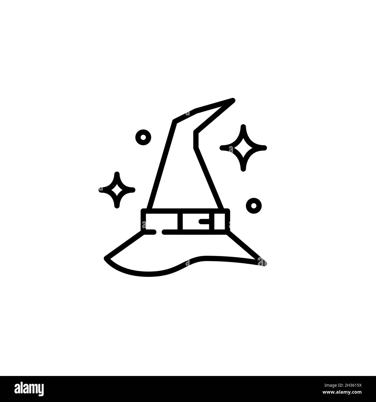 Witch hat line art Halloween themed outfit icon. Pixel perfect