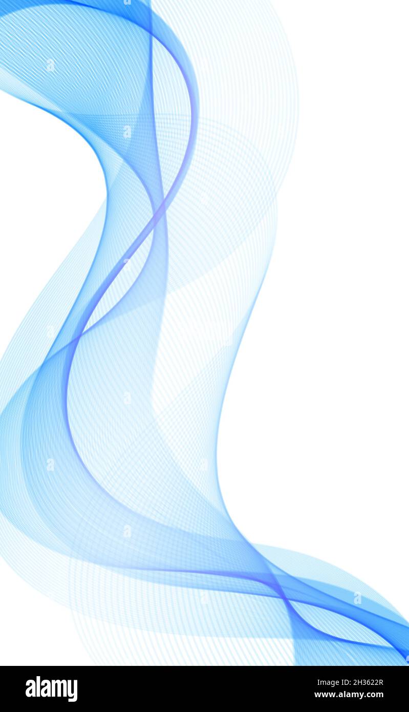 Abstract blue wavy lines on white background - Vector illustration ...