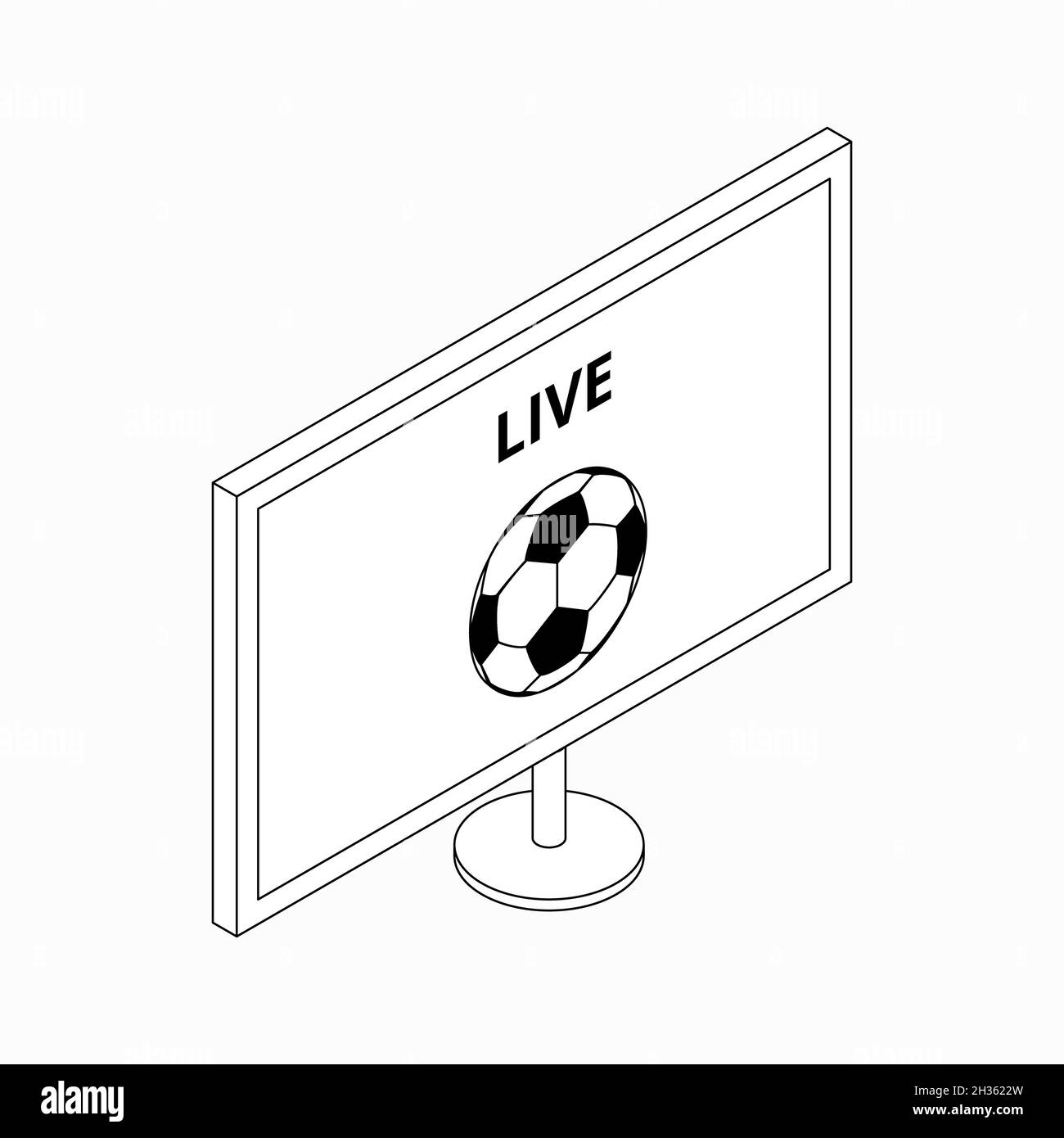 Football match on TV live stream icon in isometric 3d style on a white background Stock Photo