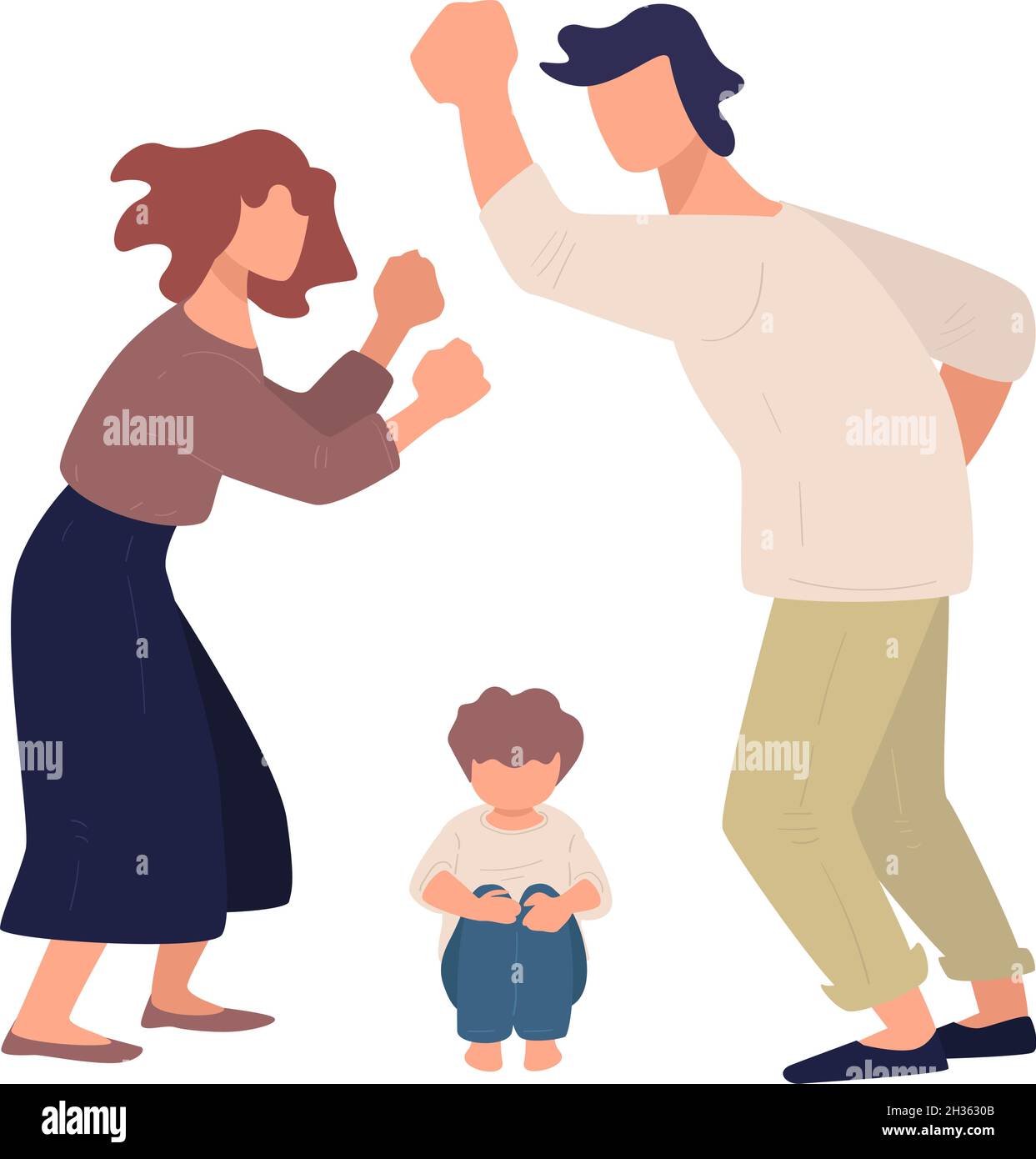 Violence at home husband yelling at wife and kid stock vector image