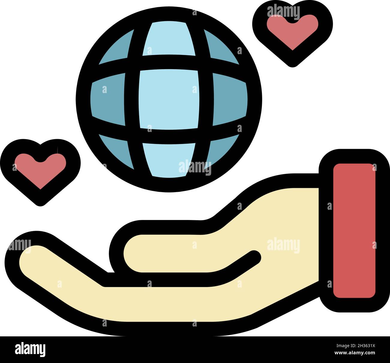 Keep global affection icon. Outline keep global affection vector icon color flat isolated Stock Vector