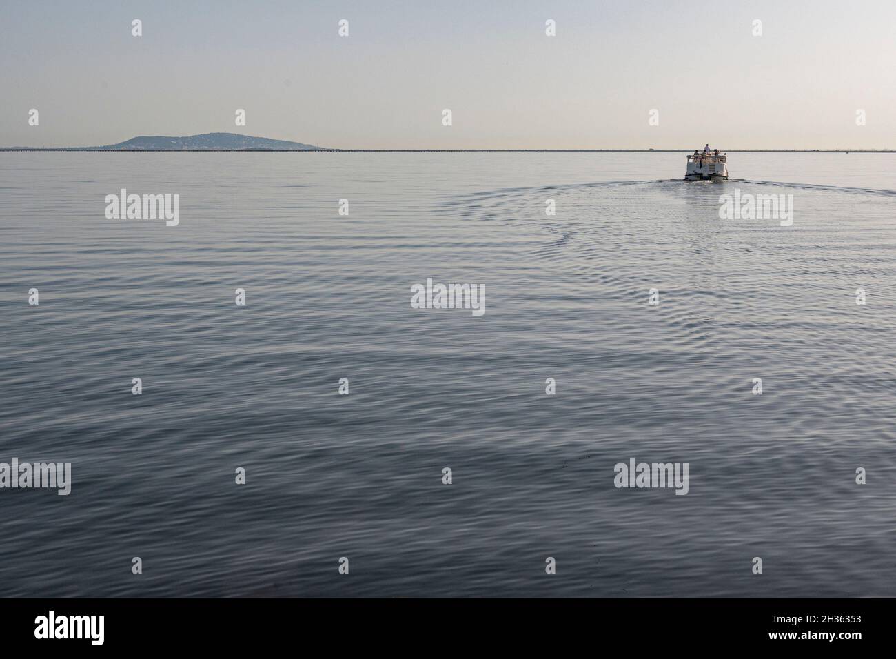 The Étang de Thau, the largest lagoon of France's Mediterranean shores Stock Photo