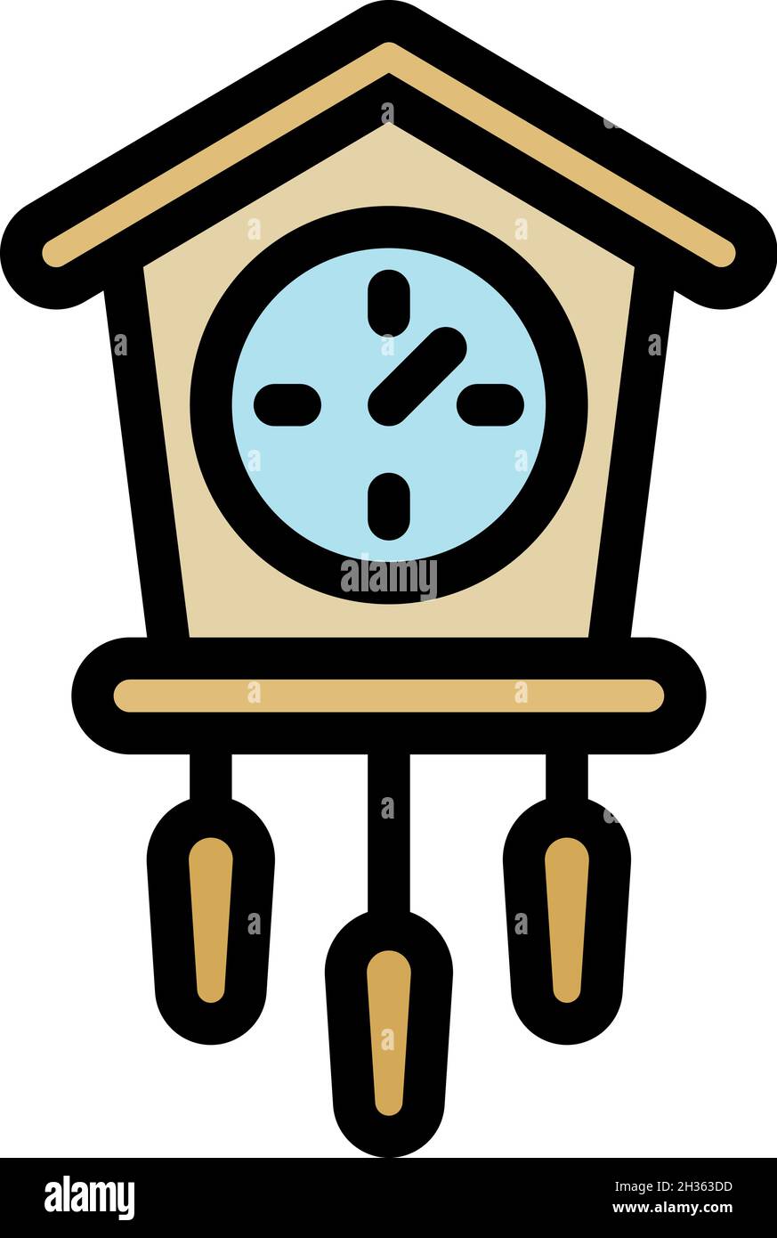 Bird pendulum clock icon. Outline bird pendulum clock vector icon color flat isolated Stock Vector