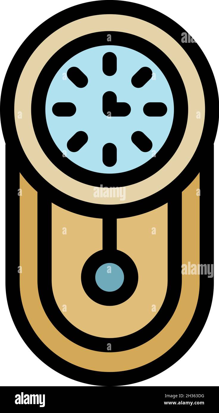 Metronome pendulum clock icon. Outline metronome pendulum clock vector icon color flat isolated Stock Vector