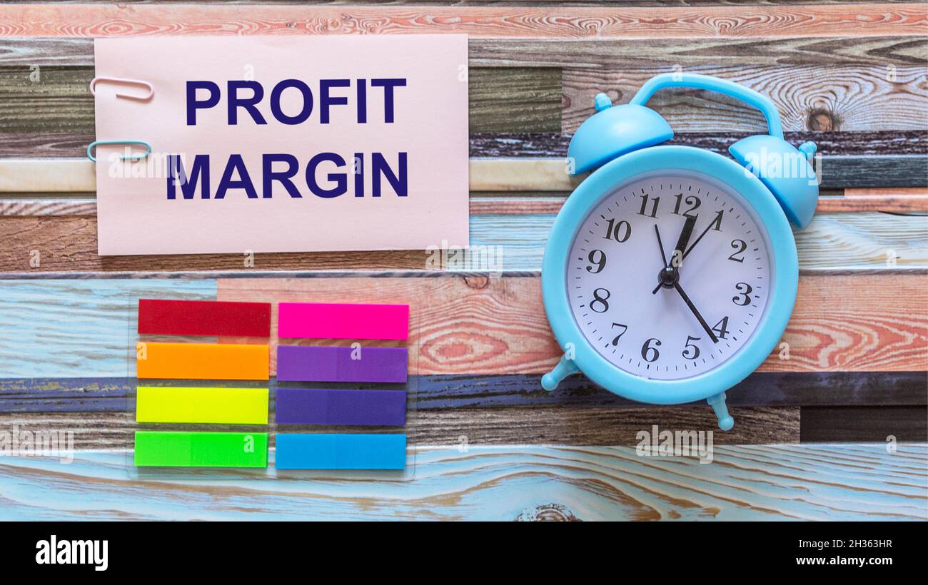 The Profit Margin text is written on the sticker. The concept means the