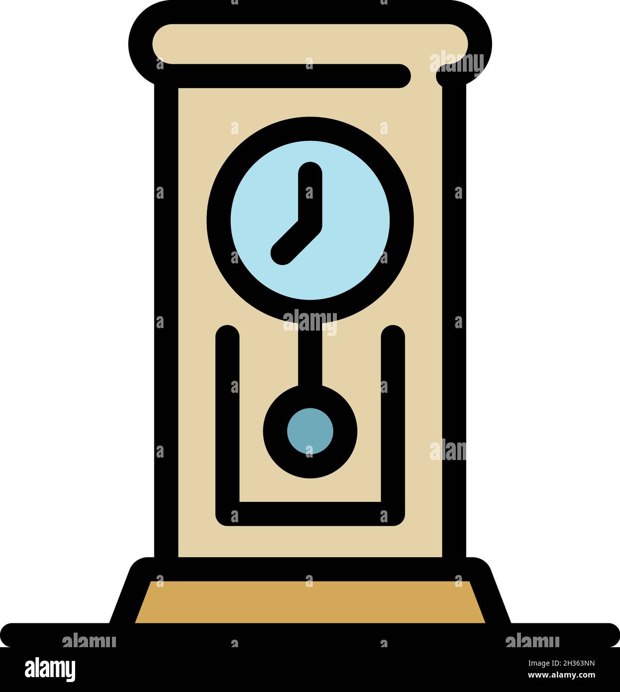 Retro pendulum clock icon. Outline retro pendulum clock vector icon color flat isolated Stock Vector